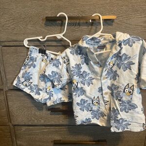 Disney Blue Leaf Print Kids Pajama Set